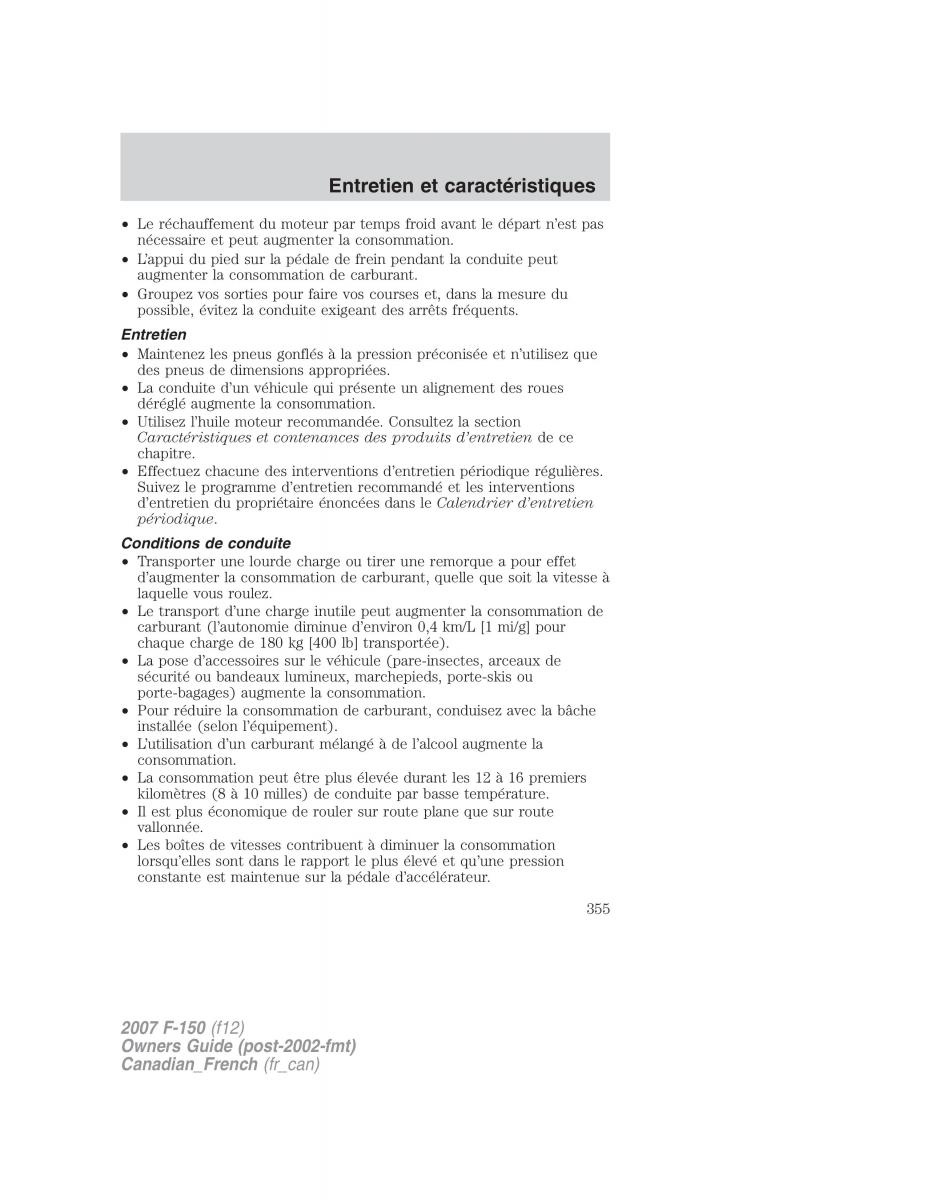 Ford F 150 manuel du proprietaire / page 355