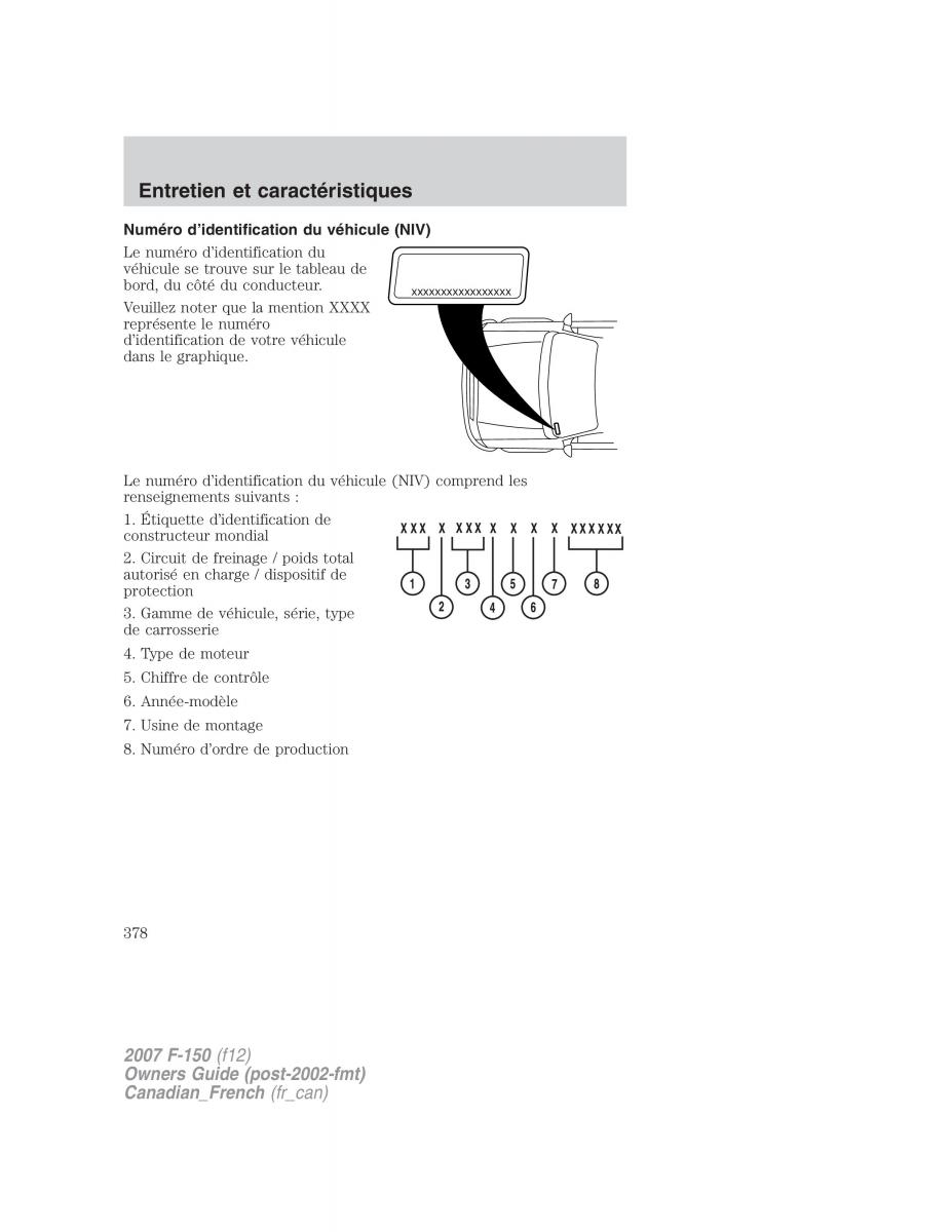 Ford F 150 manuel du proprietaire / page 378