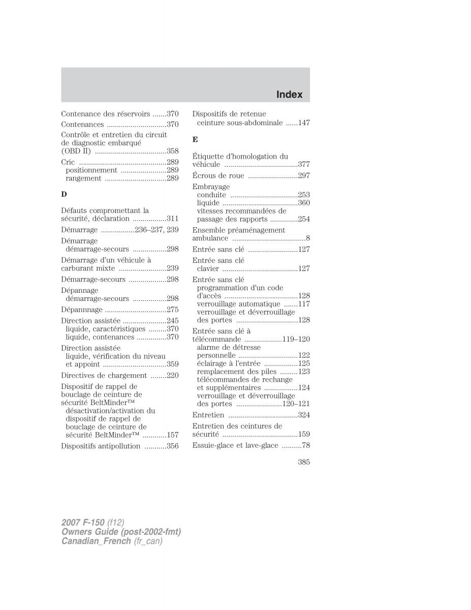 Ford F 150 manuel du proprietaire / page 385