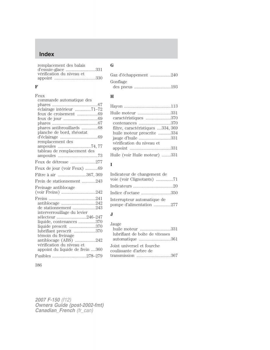 Ford F 150 manuel du proprietaire / page 386