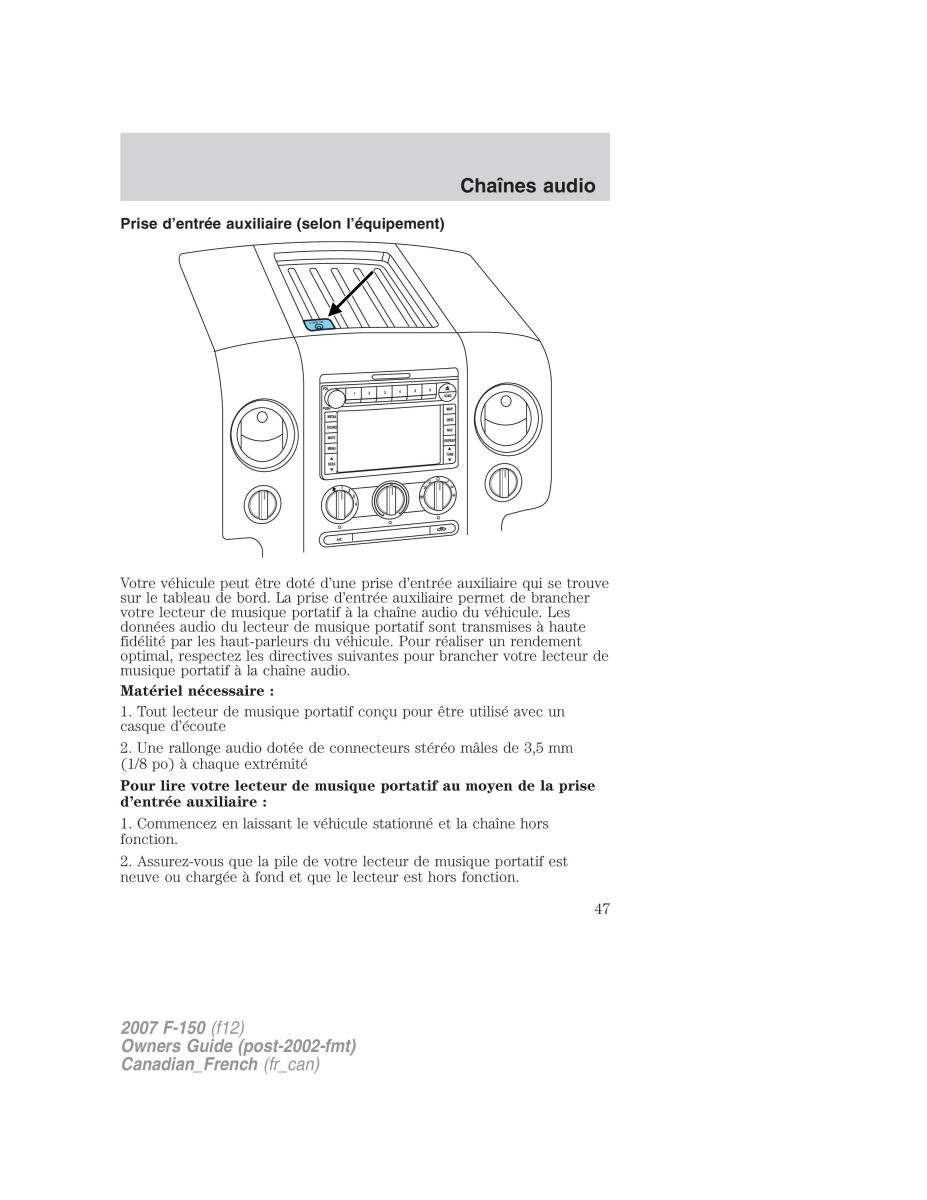 Ford F 150 manuel du proprietaire / page 47