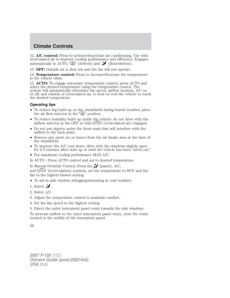 Ford F 150 owners manual / page 56