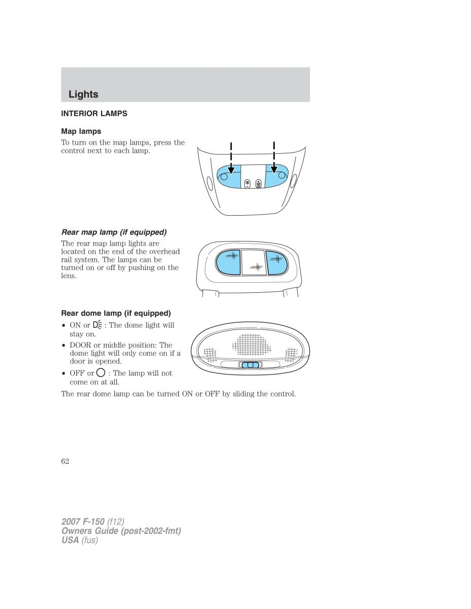 Ford F 150 owners manual / page 62