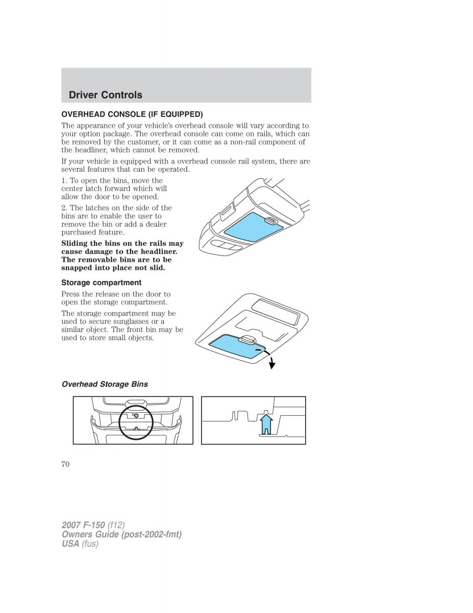 Ford F 150 owners manual / page 70