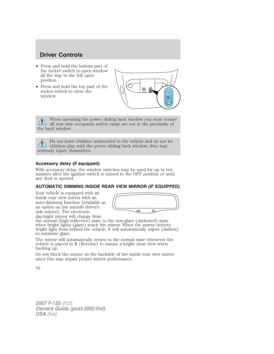 Ford F 150 owners manual / page 76