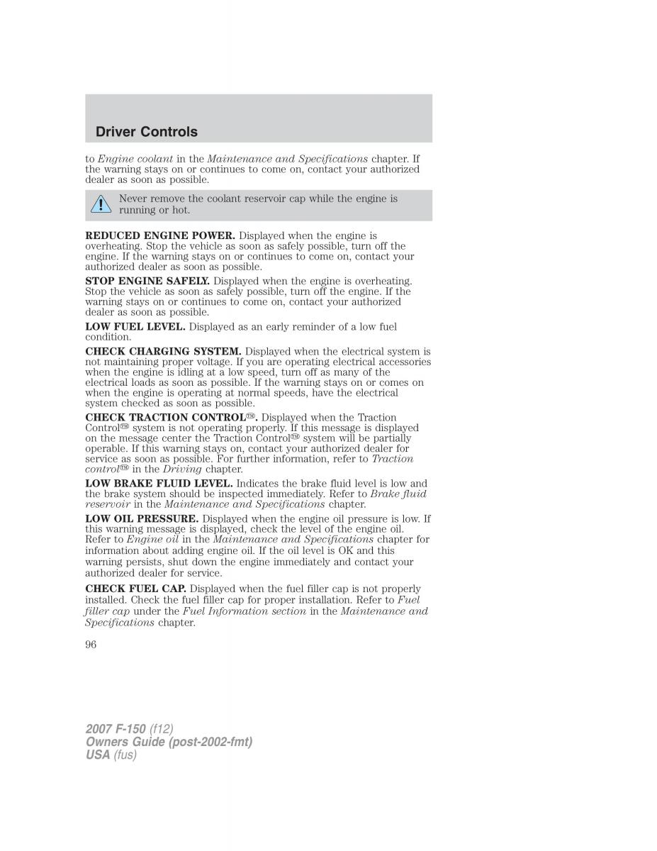 Ford F 150 owners manual / page 96