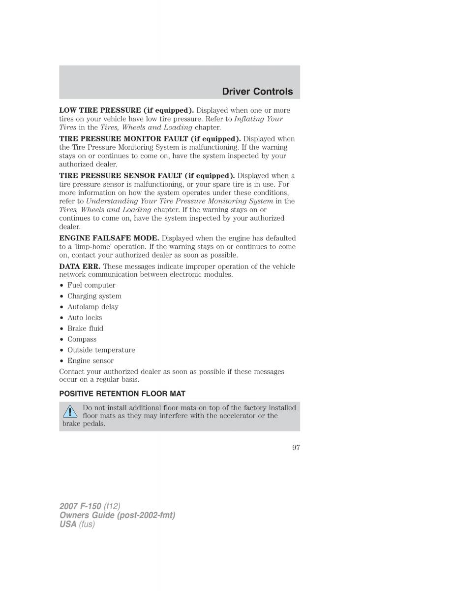 Ford F 150 owners manual / page 97