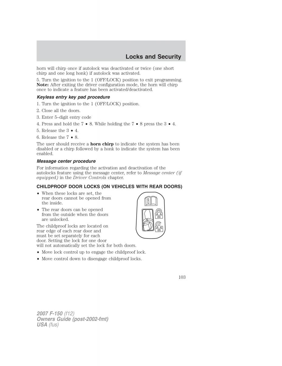 Ford F 150 owners manual / page 103