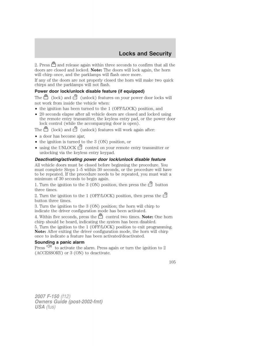 Ford F 150 owners manual / page 105