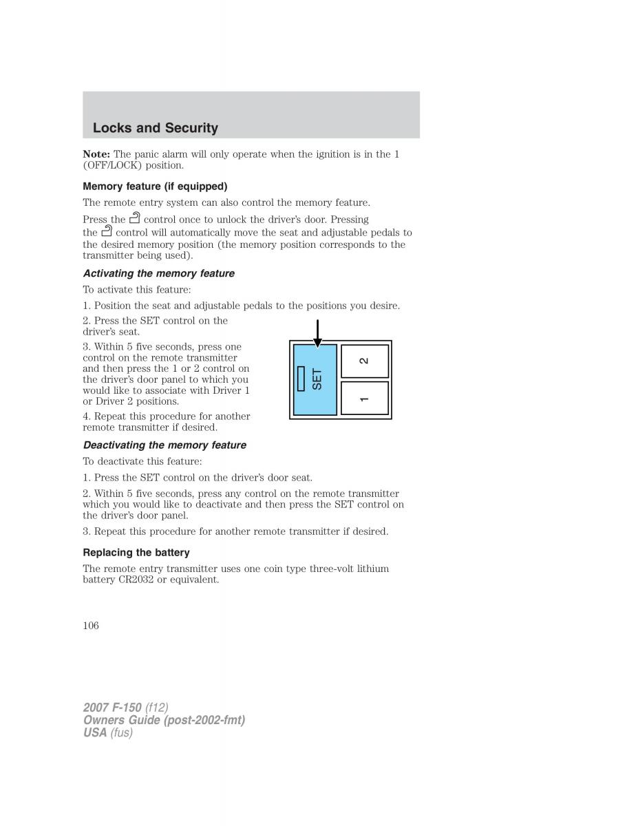 Ford F 150 owners manual / page 106