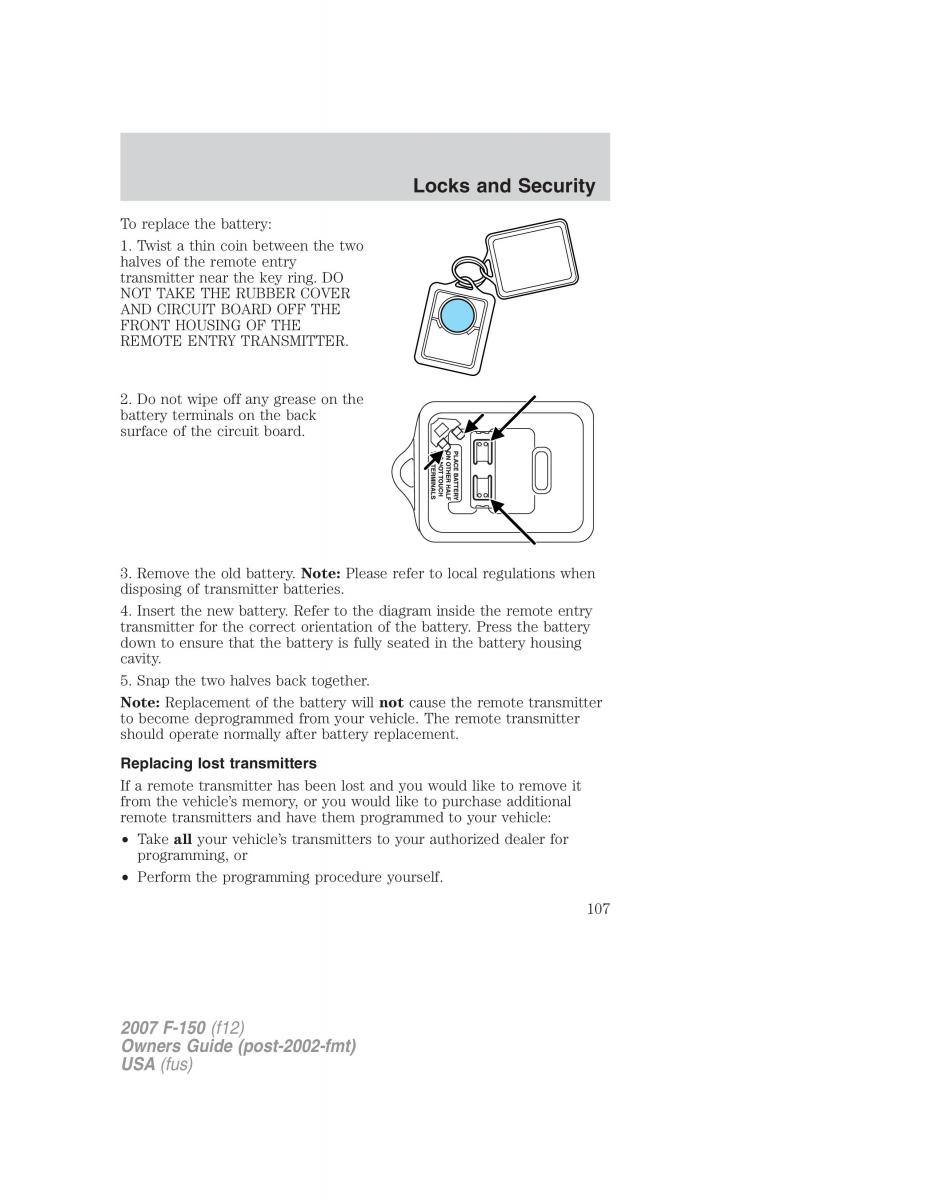 Ford F 150 owners manual / page 107