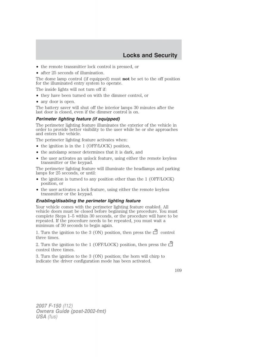 Ford F 150 owners manual / page 109