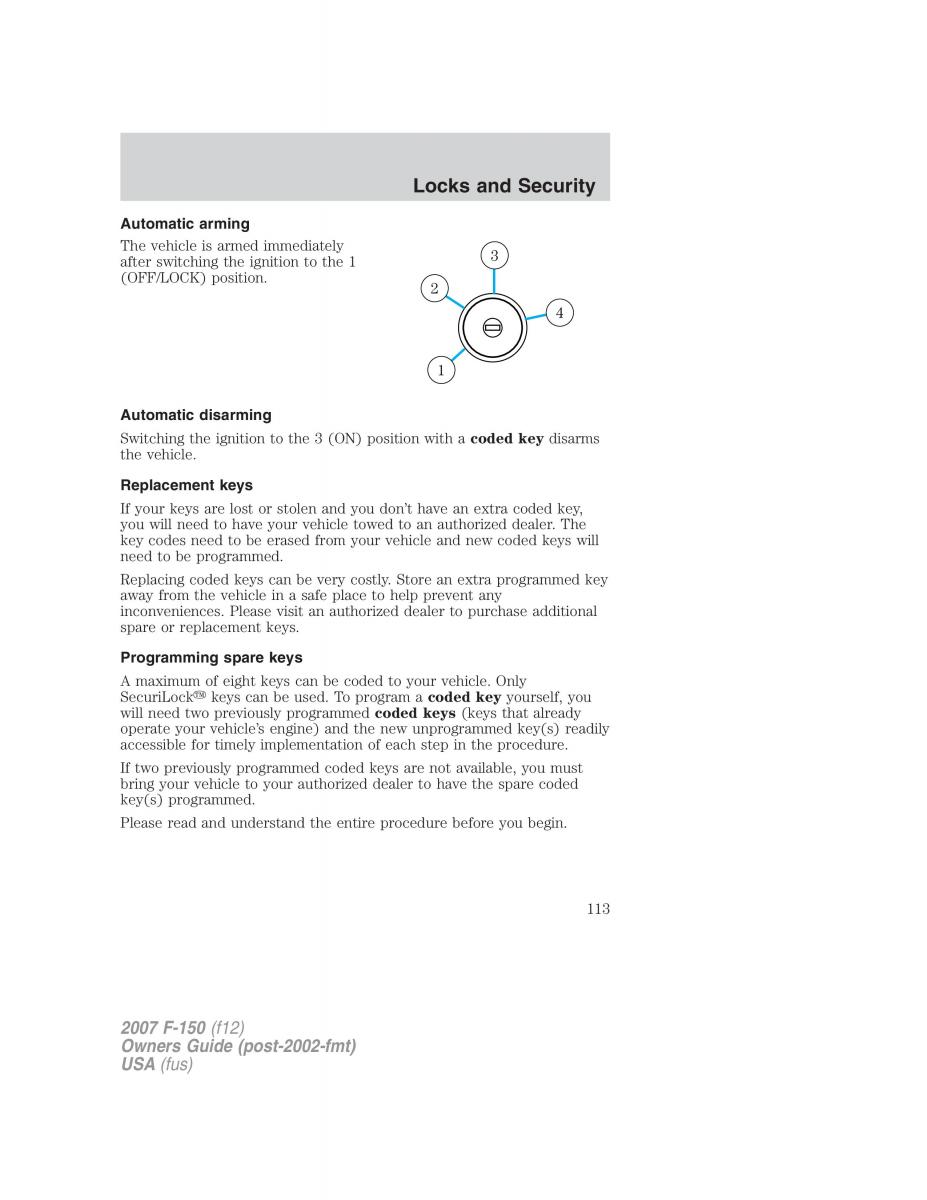 Ford F 150 owners manual / page 113