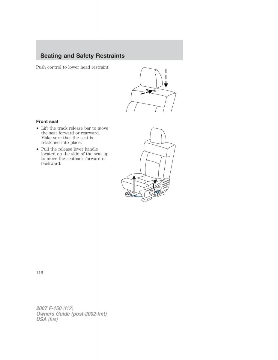 Ford F 150 owners manual / page 116