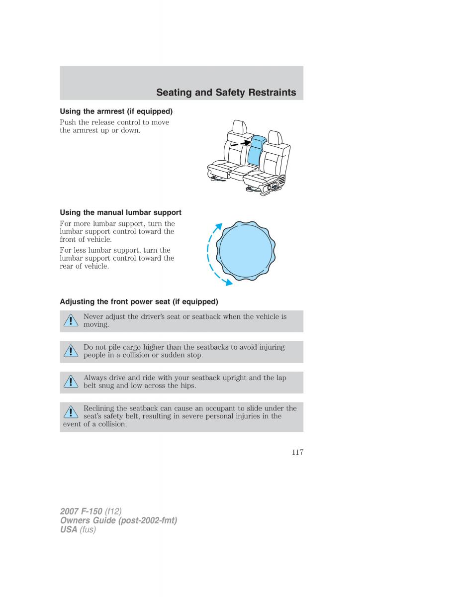 Ford F 150 owners manual / page 117