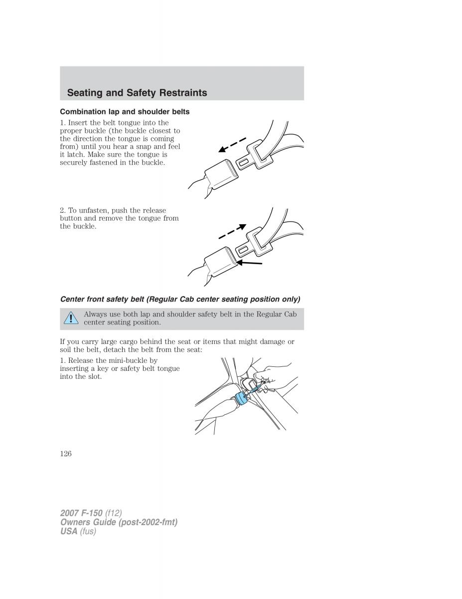 Ford F 150 owners manual / page 126