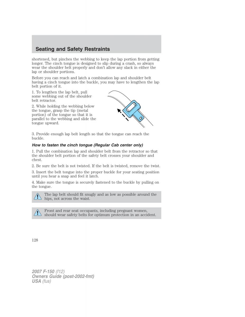 Ford F 150 owners manual / page 128