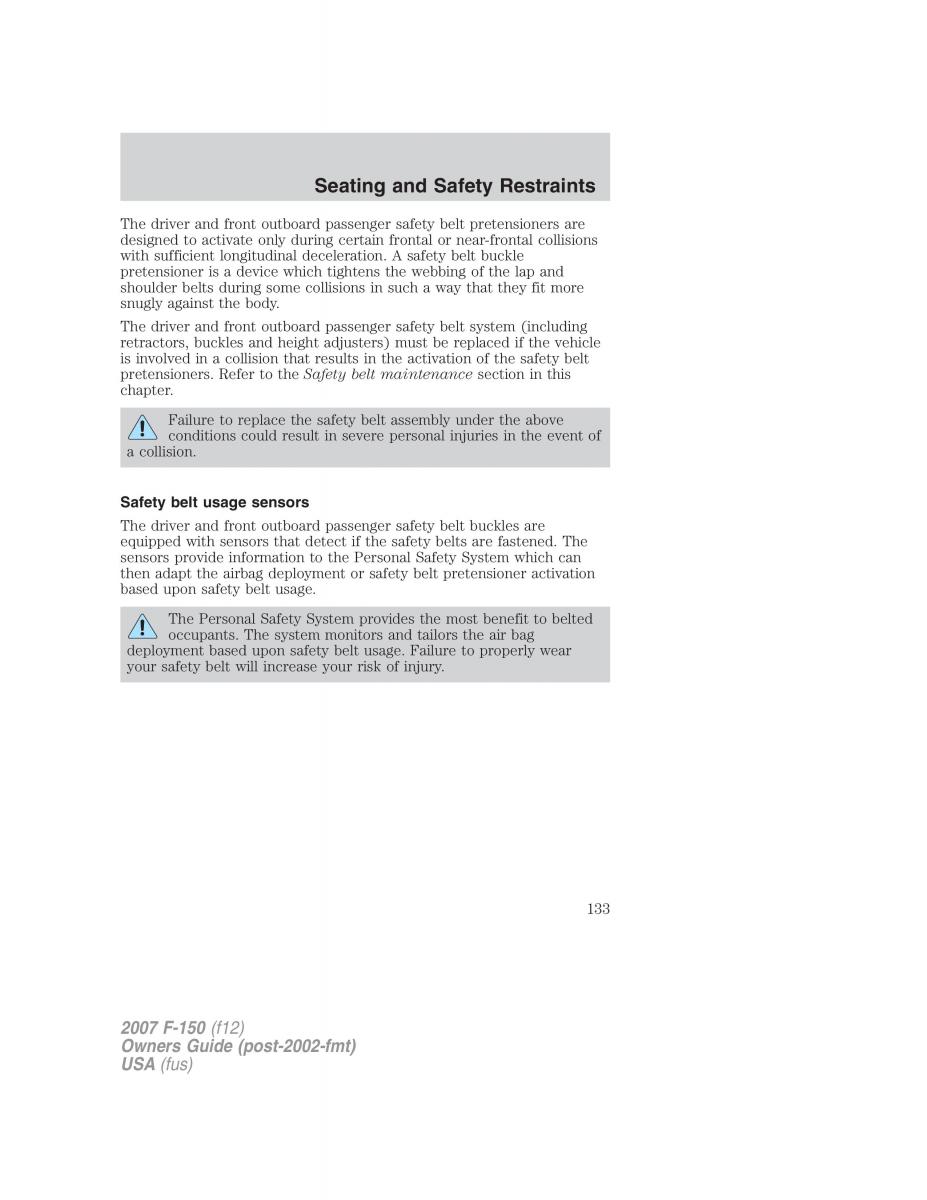 Ford F 150 owners manual / page 133