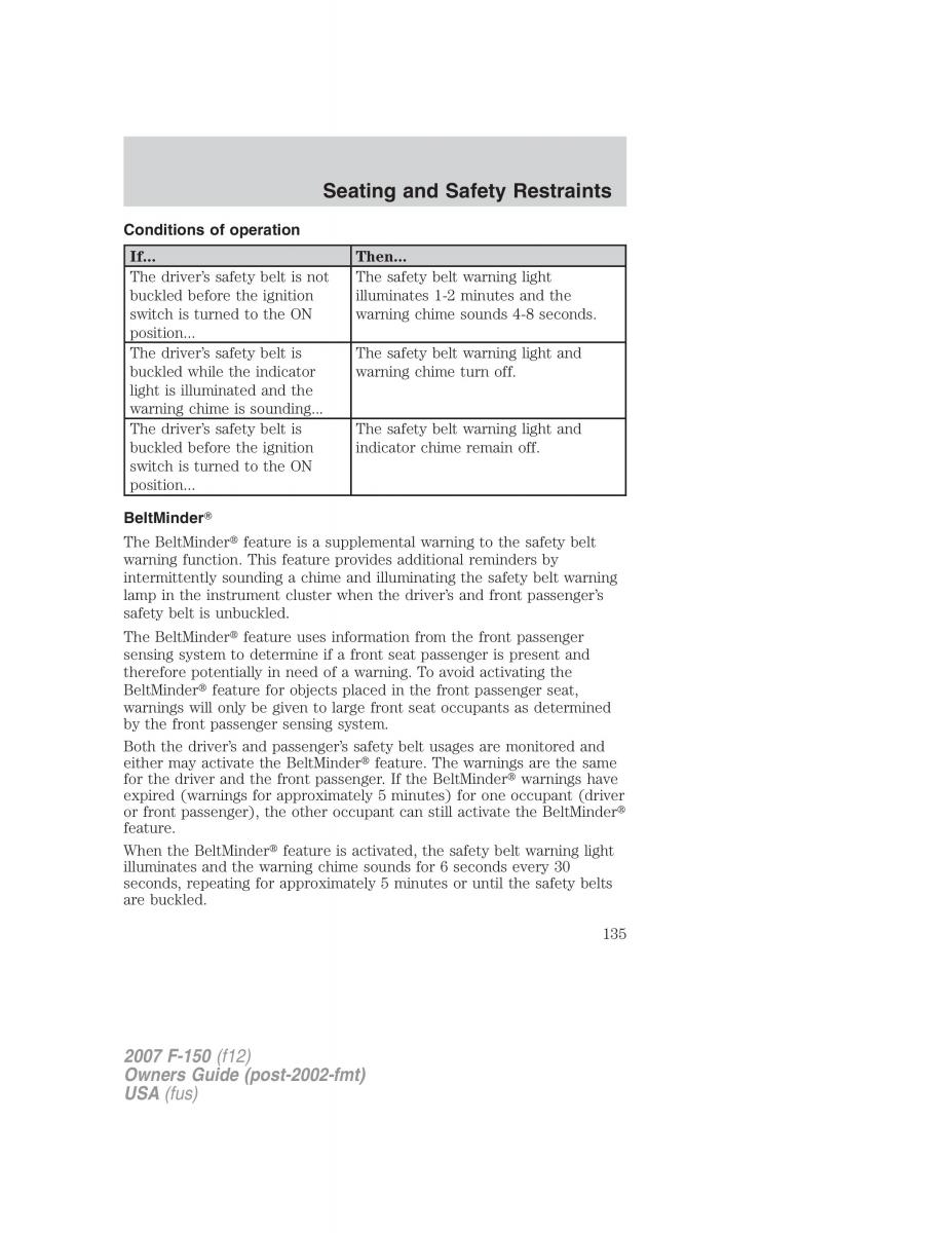 Ford F 150 owners manual / page 135