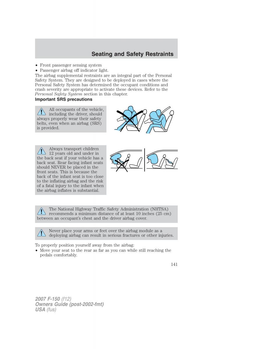 Ford F 150 owners manual / page 141