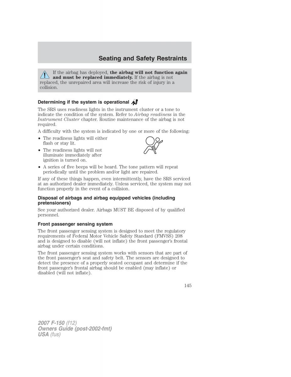 Ford F 150 owners manual / page 145