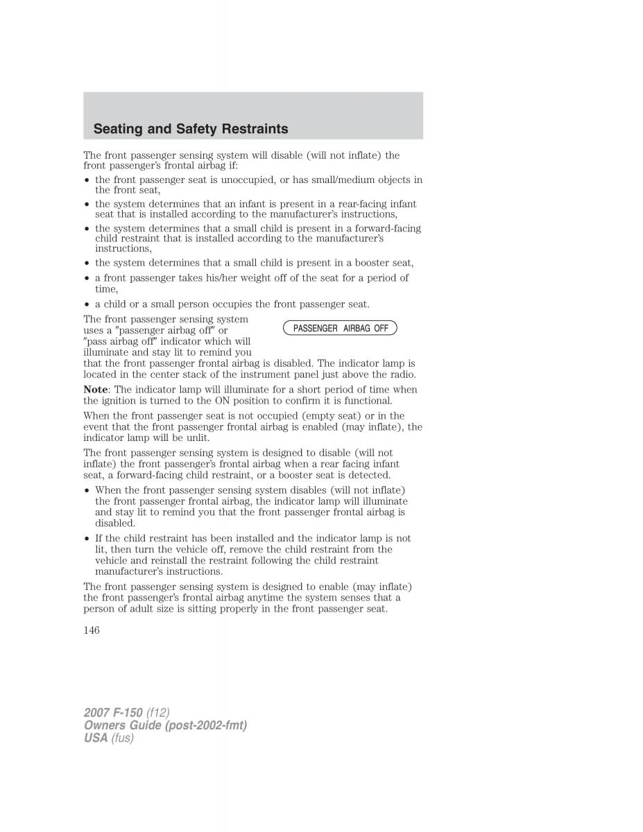 Ford F 150 owners manual / page 146