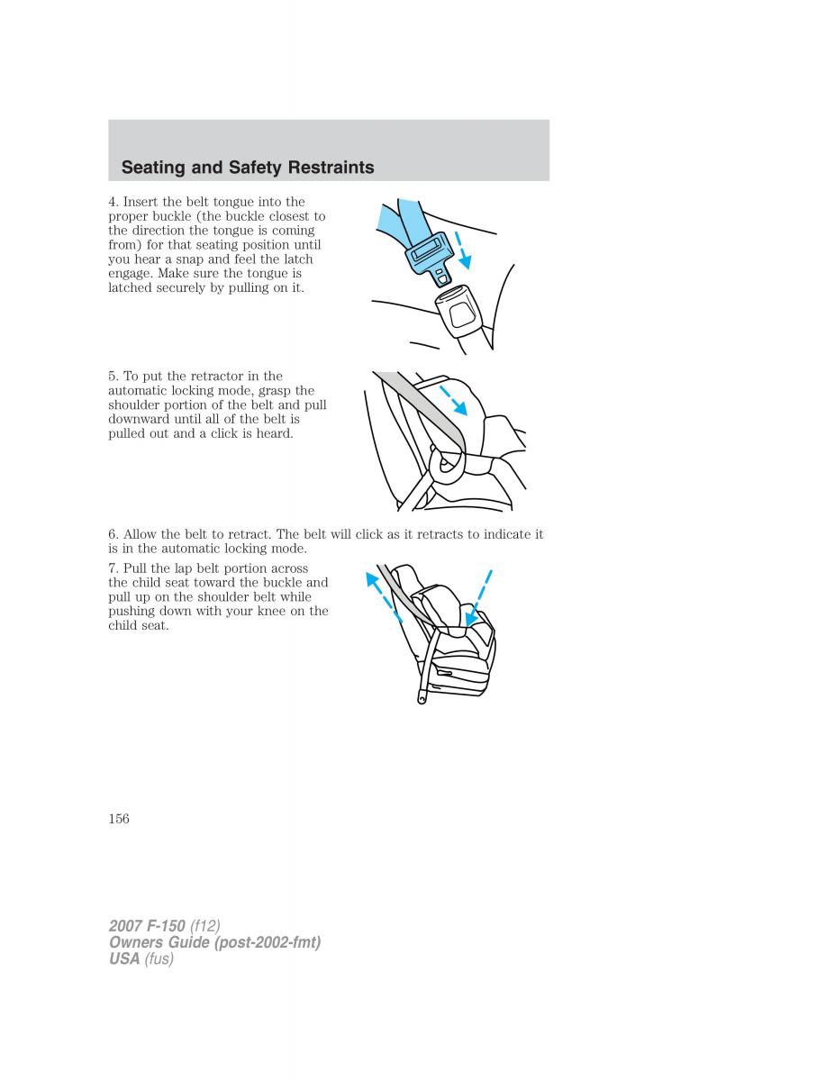 Ford F 150 owners manual / page 156