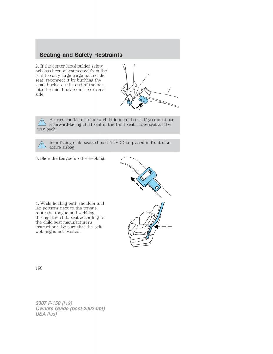 Ford F 150 owners manual / page 158