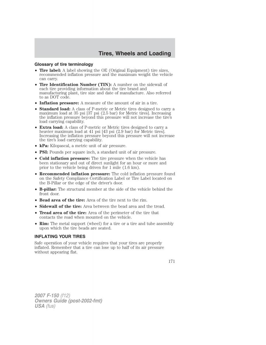 Ford F 150 owners manual / page 171