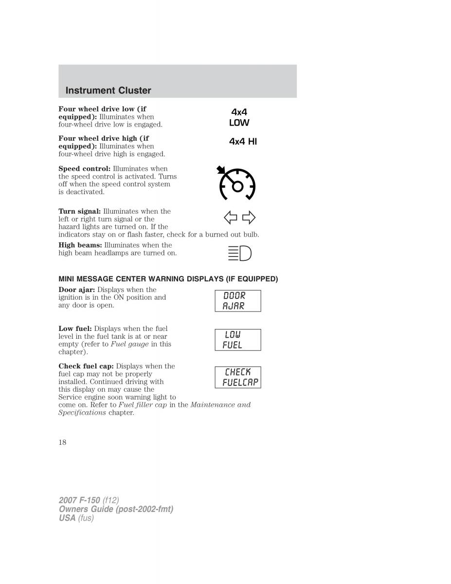 Ford F 150 owners manual / page 18