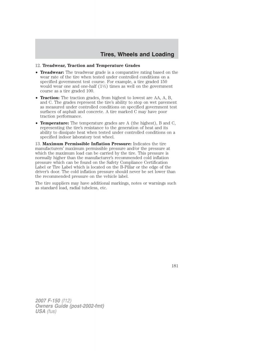 Ford F 150 owners manual / page 181