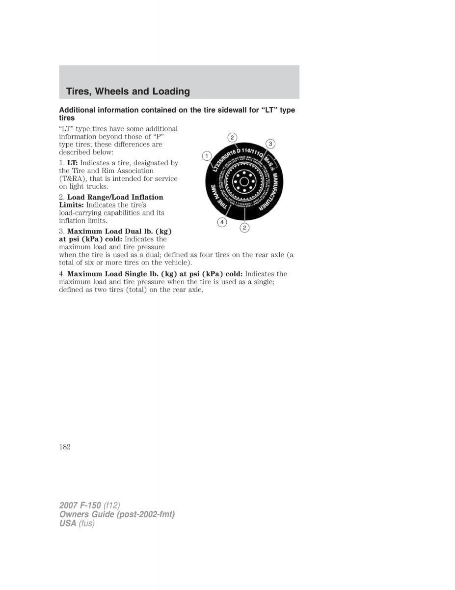 Ford F 150 owners manual / page 182