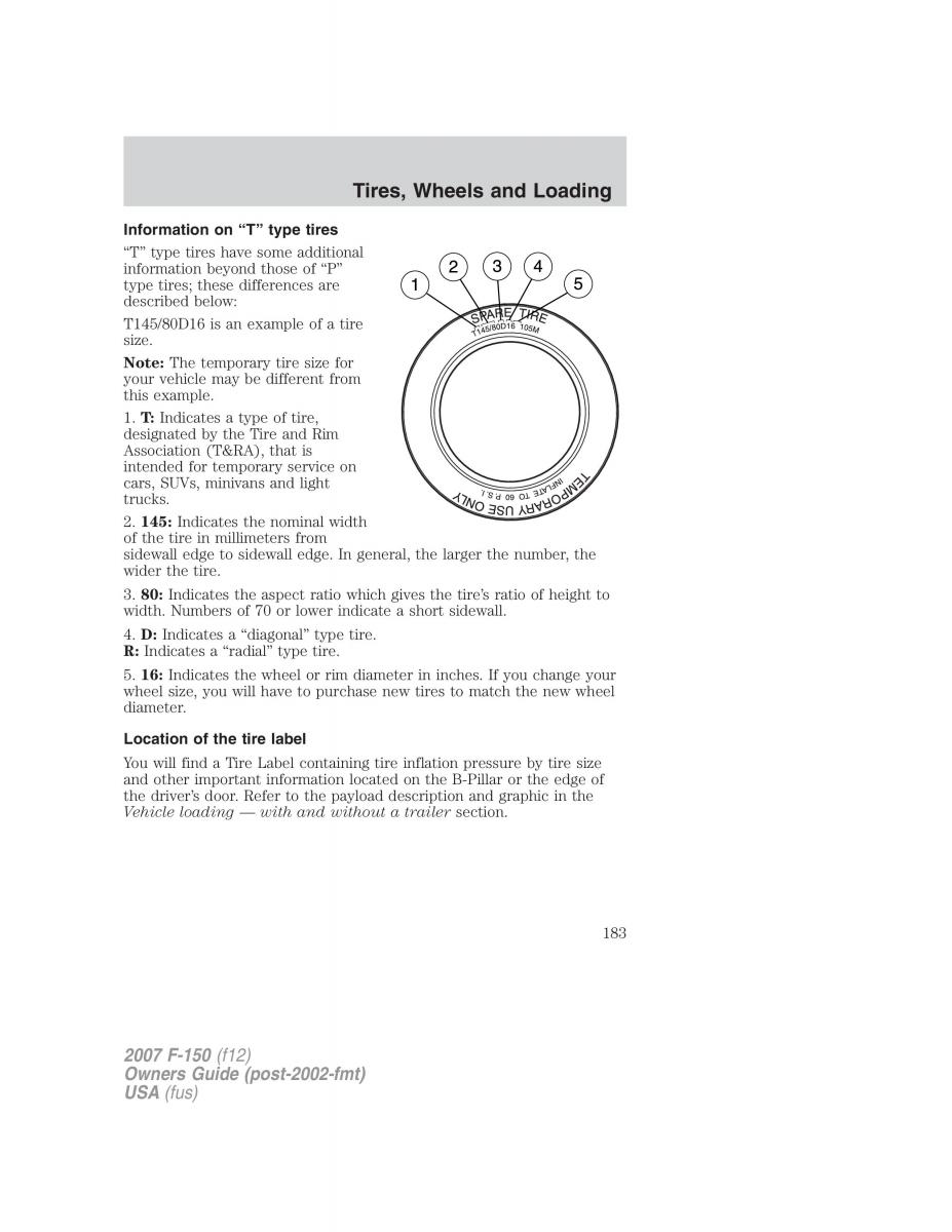 Ford F 150 owners manual / page 183