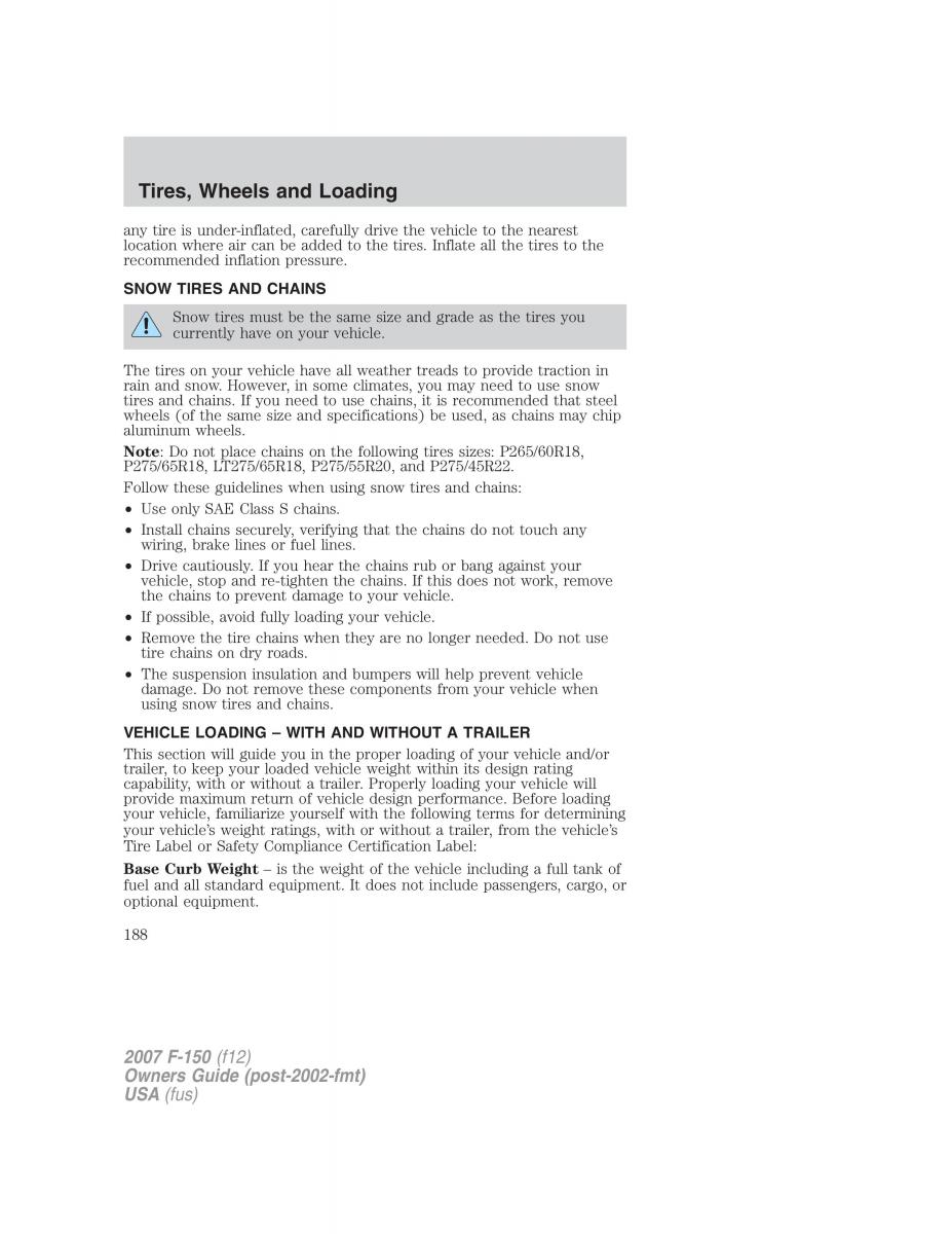 Ford F 150 owners manual / page 188