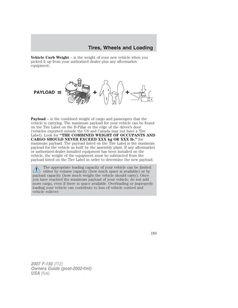 Ford F 150 owners manual / page 189