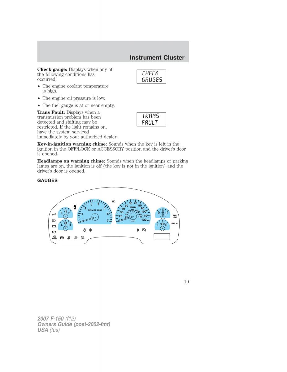 Ford F 150 owners manual / page 19