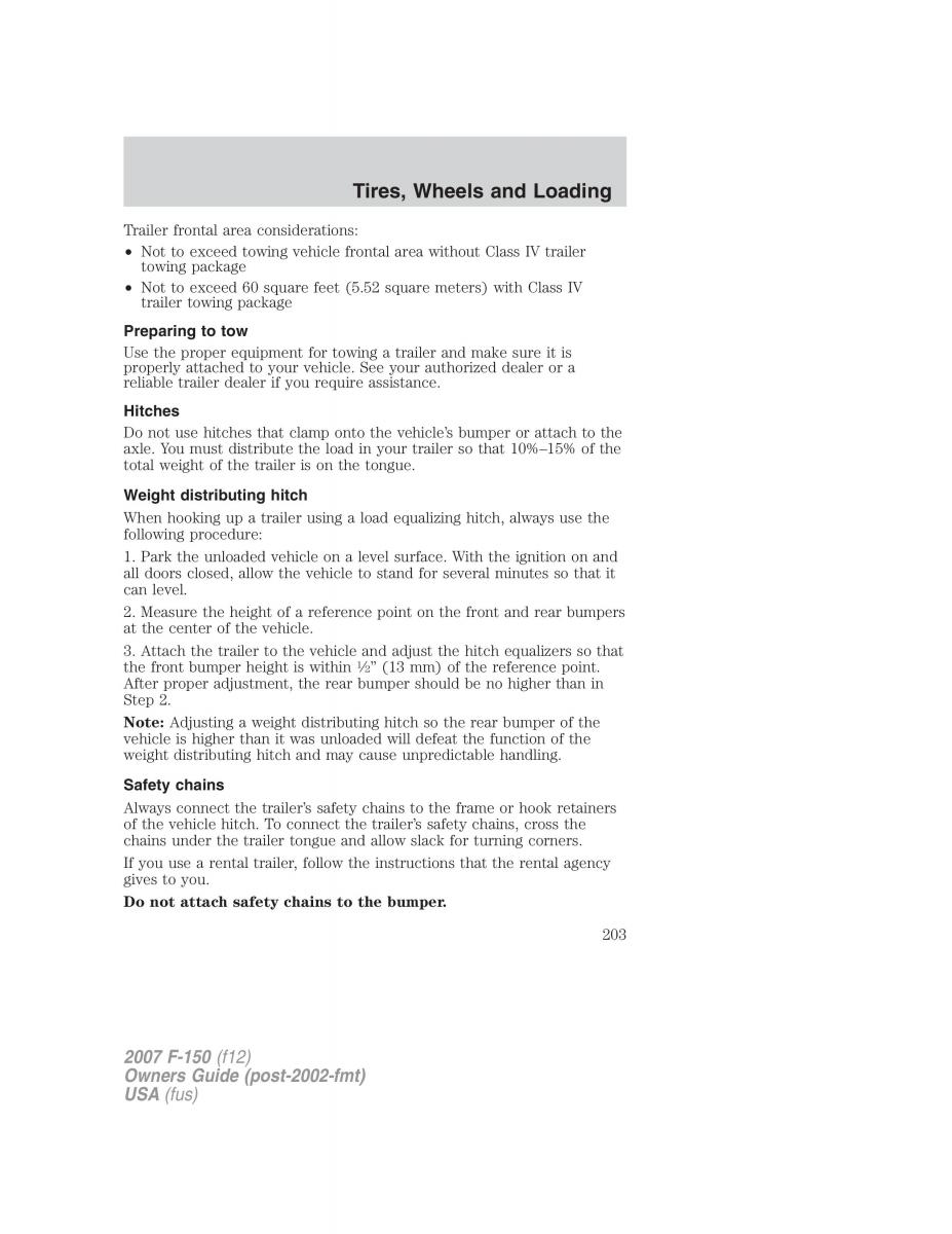 Ford F 150 owners manual / page 203