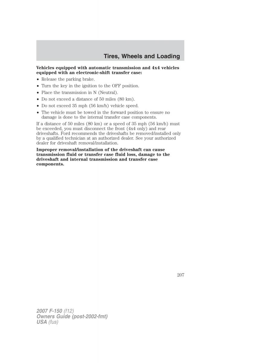 Ford F 150 owners manual / page 207