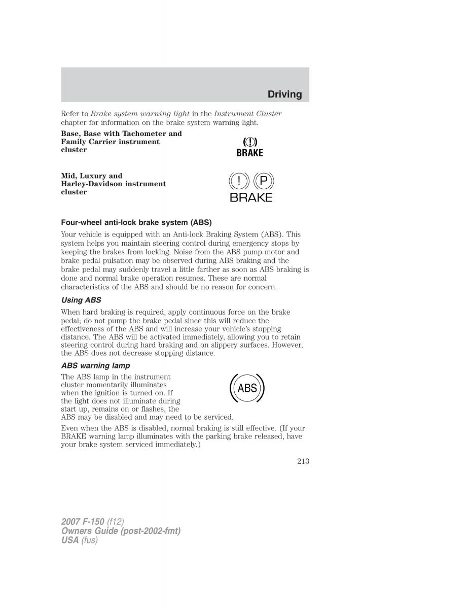 Ford F 150 owners manual / page 213