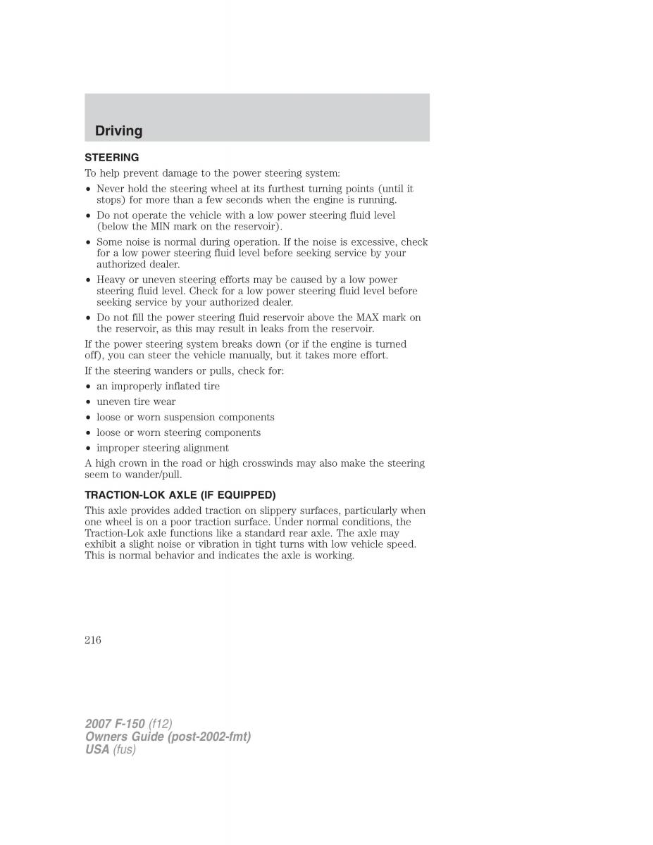 Ford F 150 owners manual / page 216