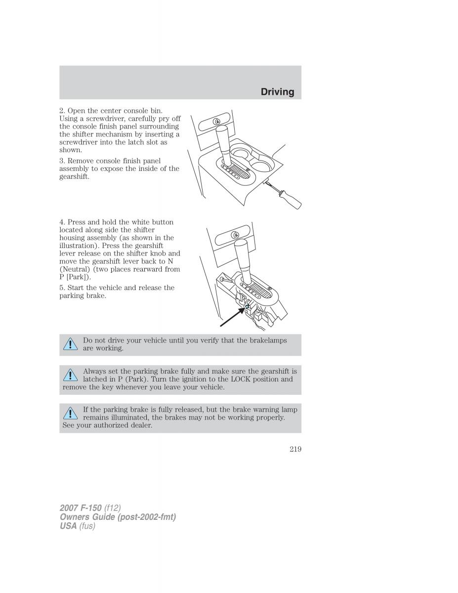 Ford F 150 owners manual / page 219