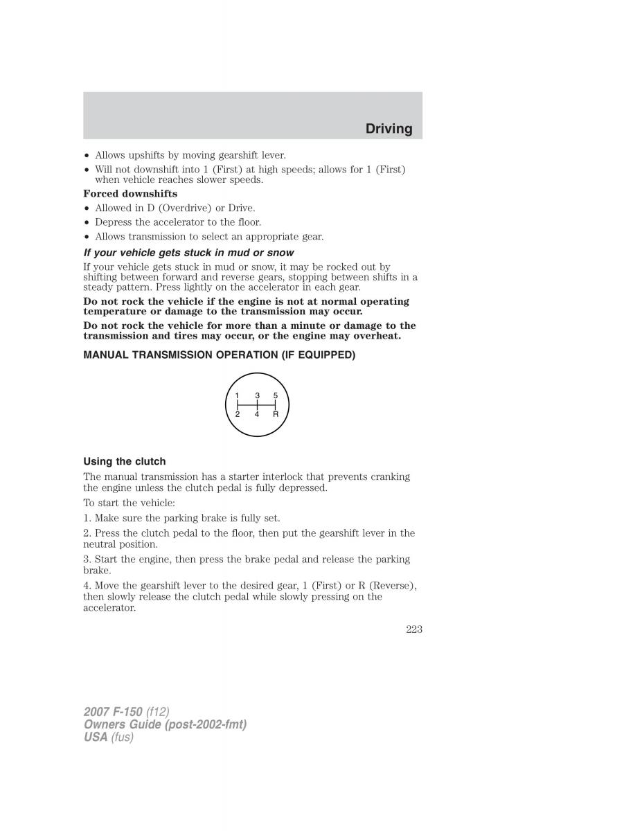 Ford F 150 owners manual / page 223