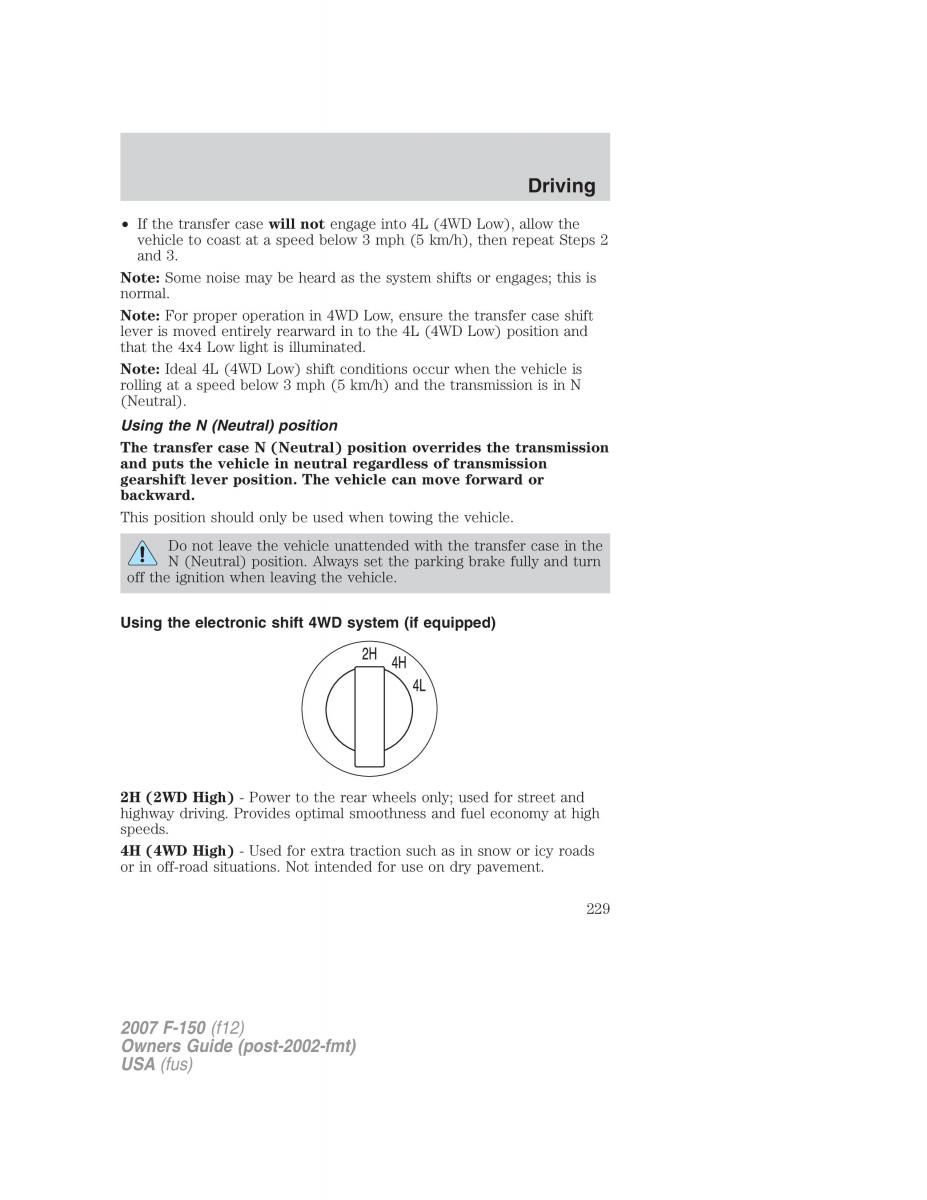 Ford F 150 owners manual / page 229