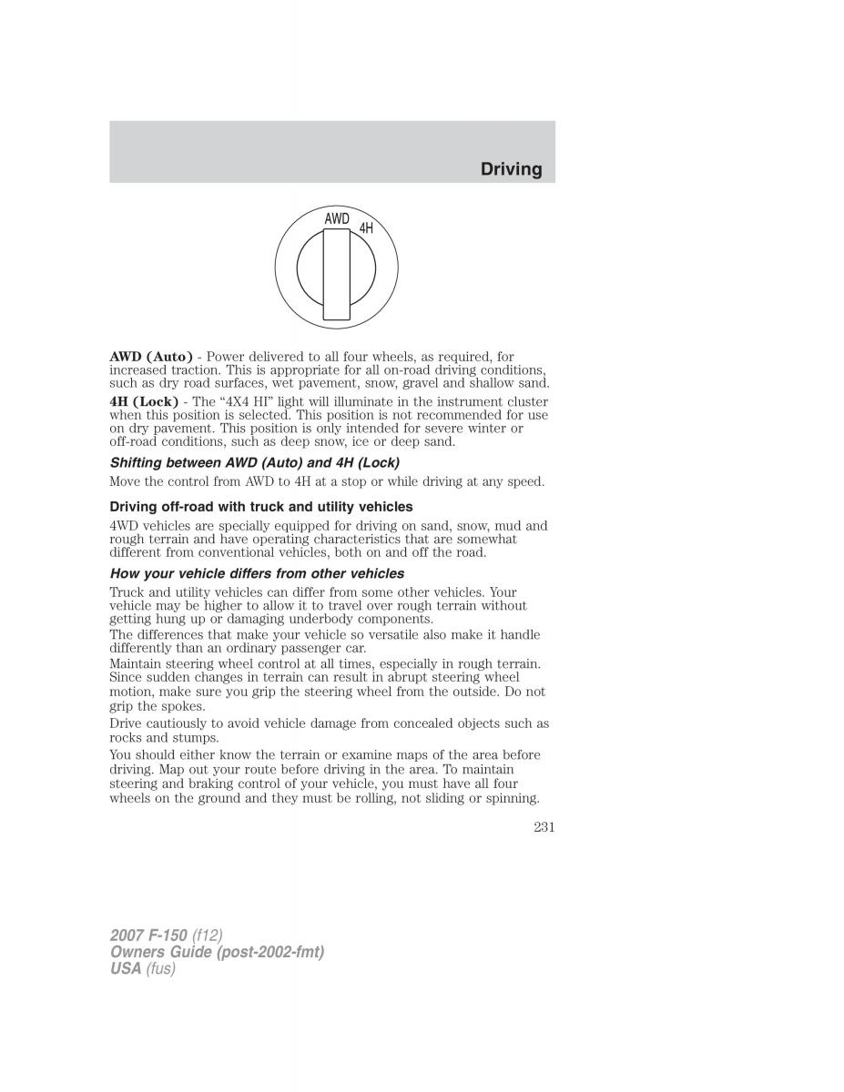 Ford F 150 owners manual / page 231