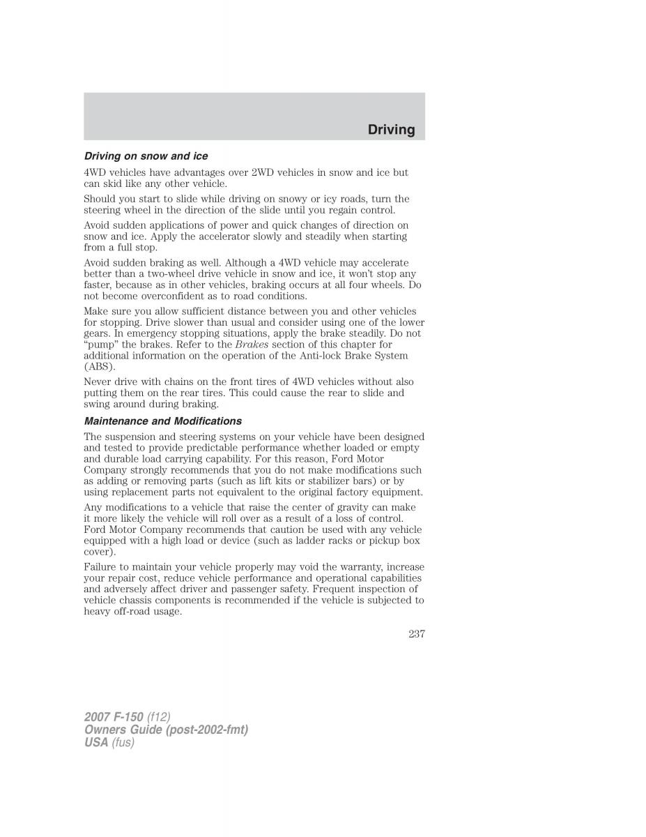 Ford F 150 owners manual / page 237