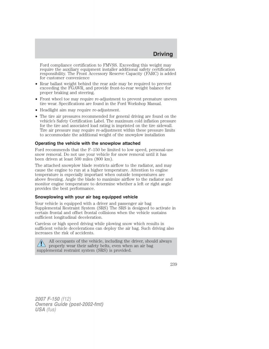 Ford F 150 owners manual / page 239