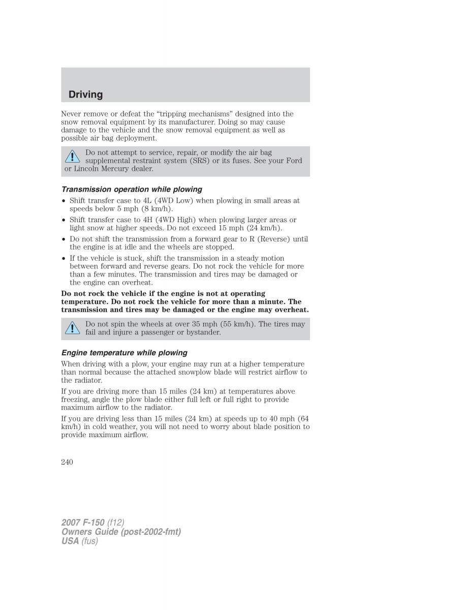 Ford F 150 owners manual / page 240