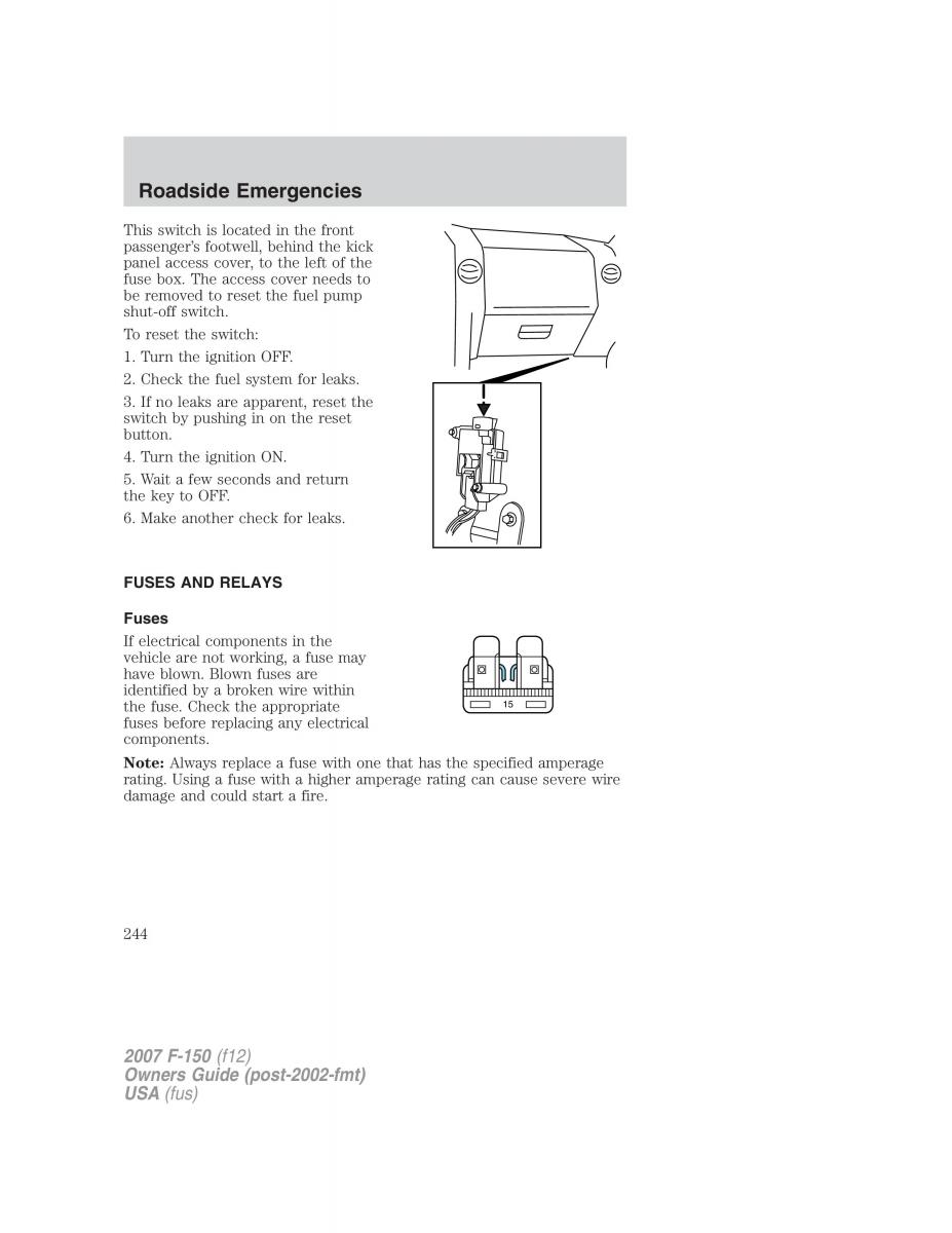 Ford F 150 owners manual / page 244