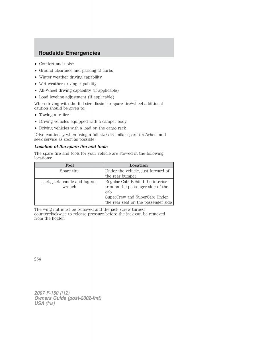 Ford F 150 owners manual / page 254