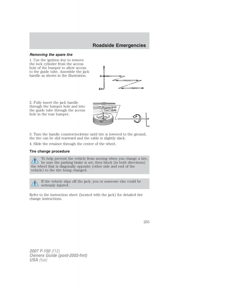 Ford F 150 owners manual / page 255